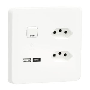 Socket 2EURO + 2USB A&C with skin 16A