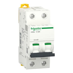 Miniature circuit-breaker, Acti9 iC60a, 2P, 32 A, C curve, 4500 A (IEC 60898-1), 6 kA (IEC 60947-2)