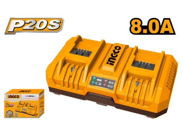 Ingco P20S 2-Port Lithium-Ion Battery Charger (20V)